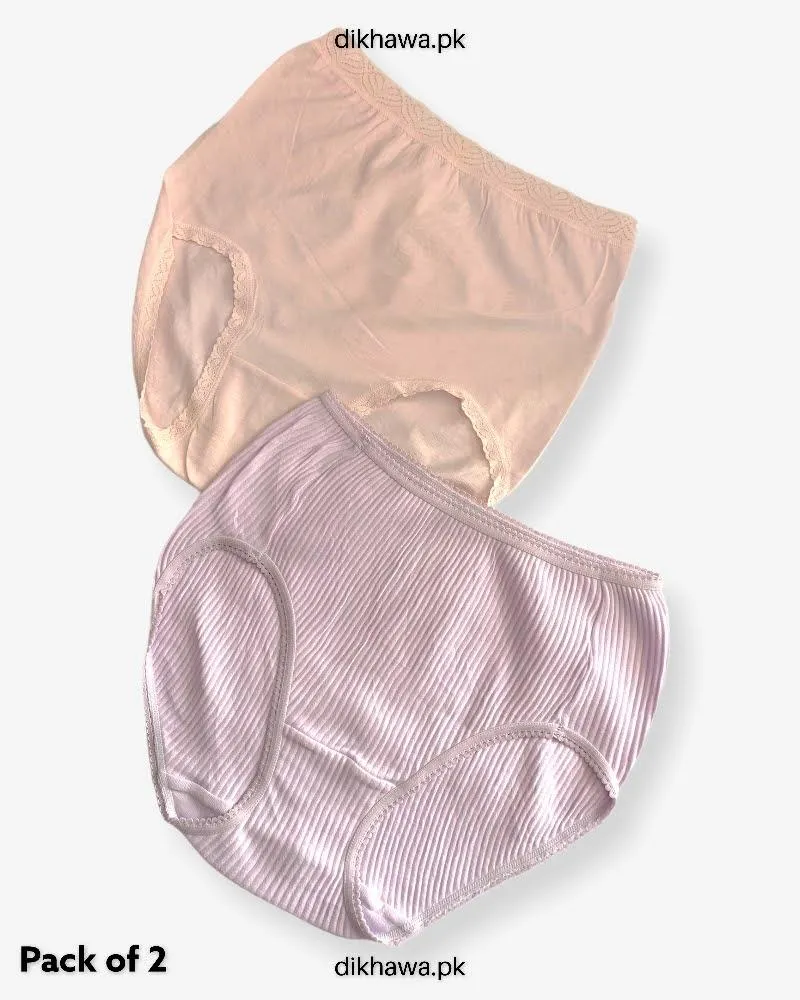 Copy of Pack of 2 Imported Stocklot Branded Cotton Panty Stretchable Cotton Lace Panty 2021