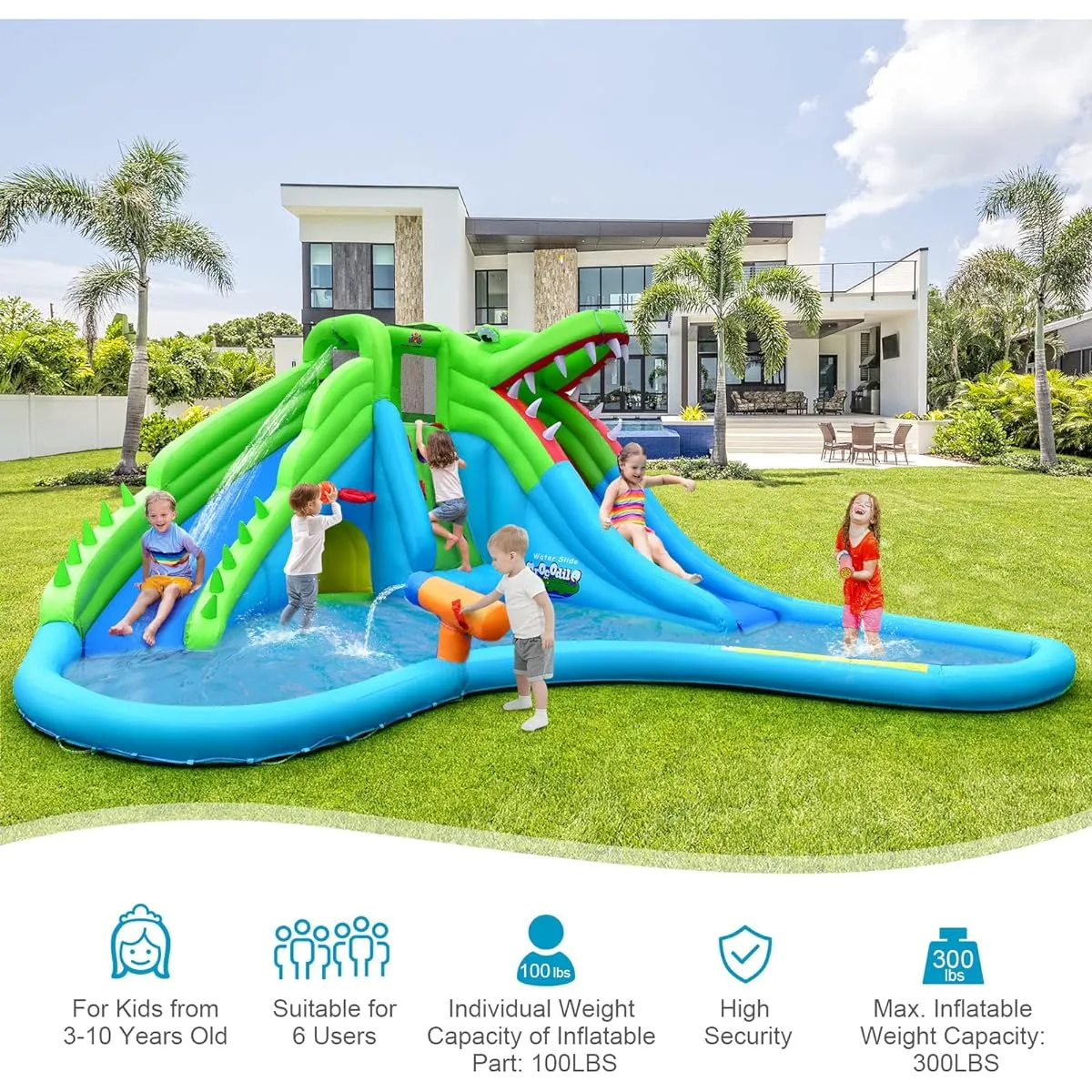 Costzon Inflatable Water Slide 19x17ft Mega Water Slide Park for Kids Backyard Family Fun with Double Slide Climbing Blow Up Water Slide Inflatable for Big Kids and Adults Outdoor Party Gift