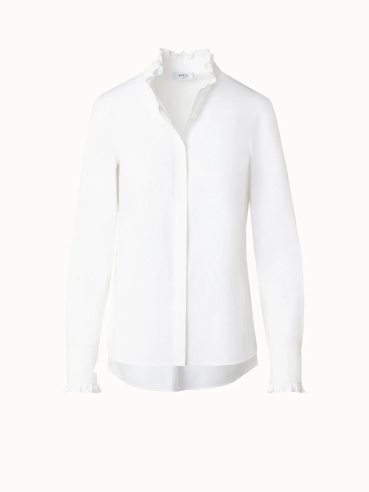 Cotton Poplin Ruffle Collar Blouse
