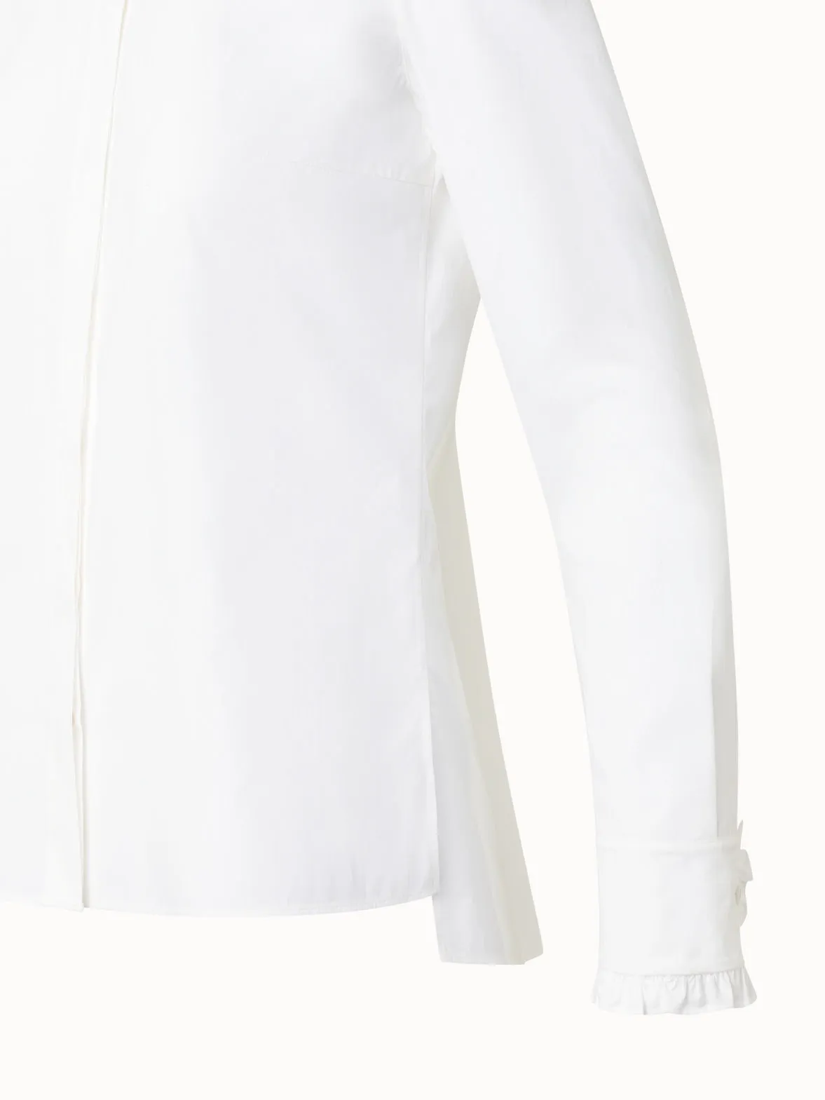 Cotton Poplin Ruffle Collar Blouse