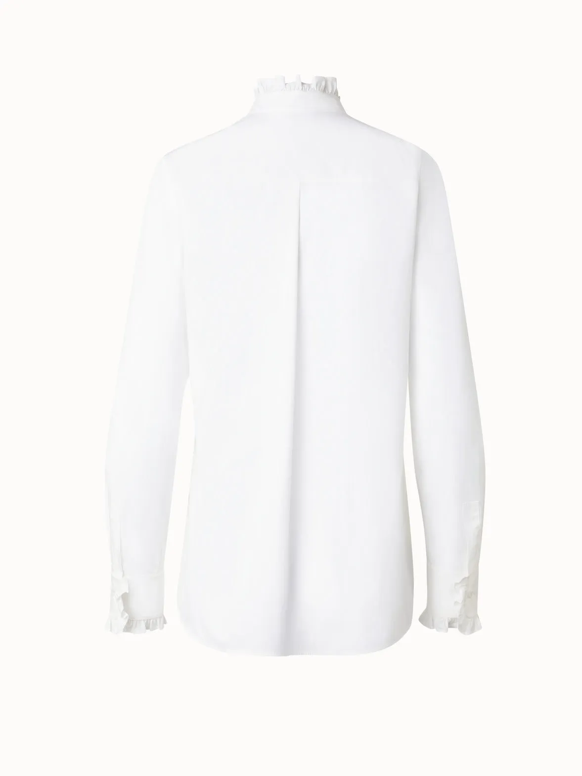Cotton Poplin Ruffle Collar Blouse