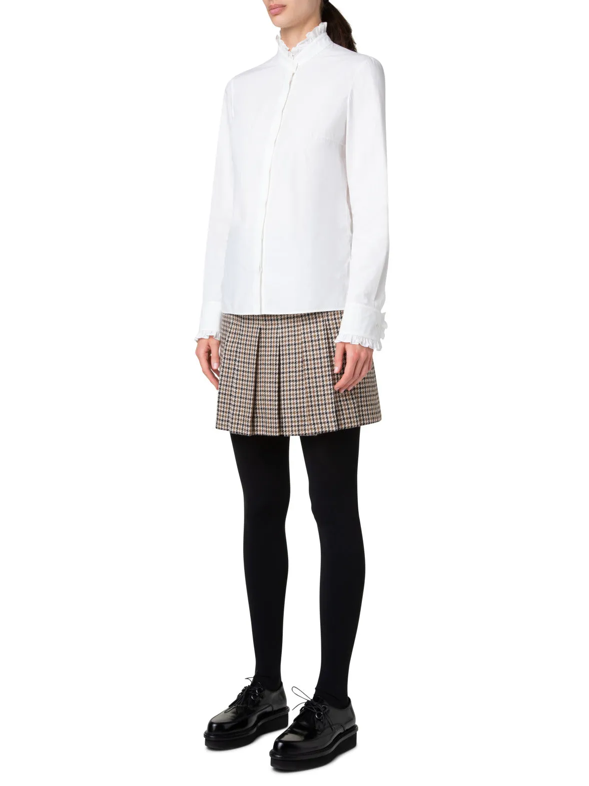Cotton Poplin Ruffle Collar Blouse