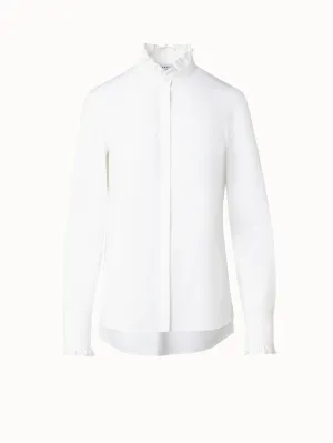 Cotton Poplin Ruffle Collar Blouse