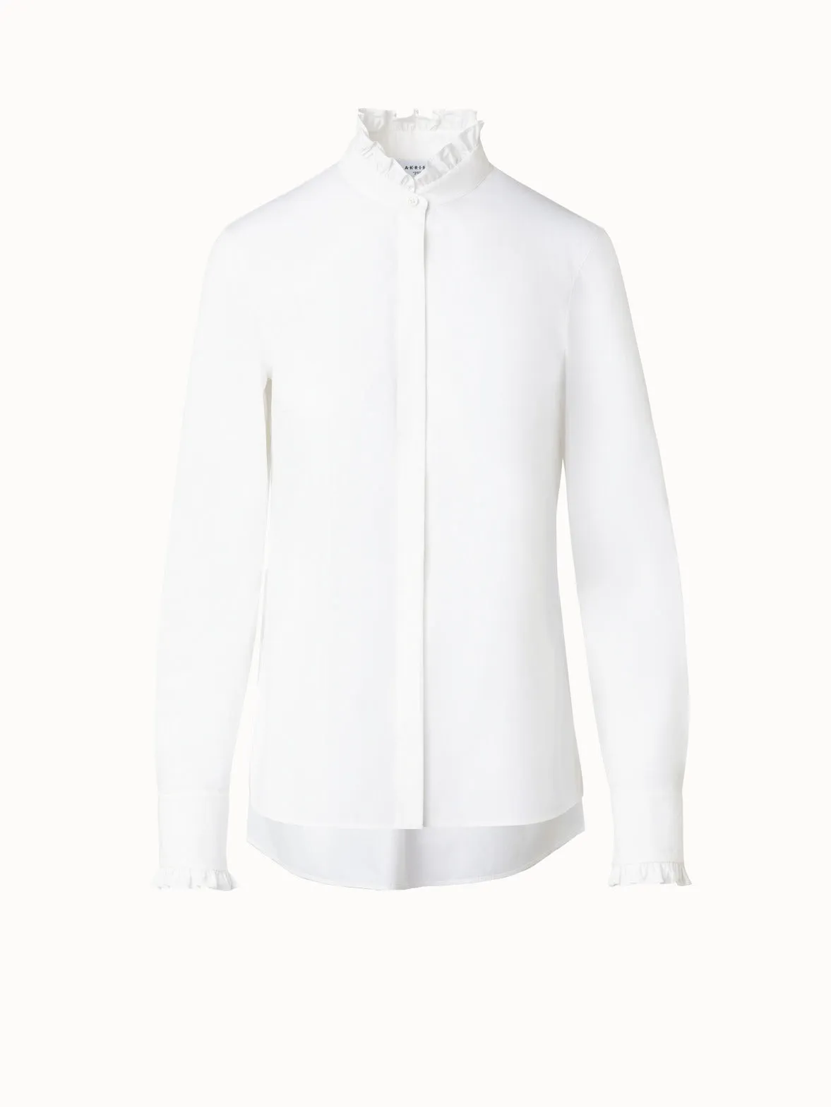 Cotton Poplin Ruffle Collar Blouse