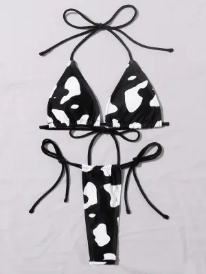 Cow Girl Print Thong Bikini
