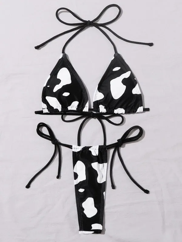 Cow Girl Print Thong Bikini
