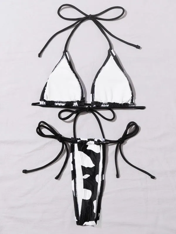 Cow Girl Print Thong Bikini