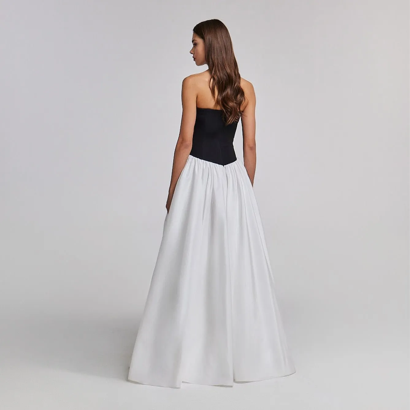 Crepe-Taffeta Contrast Gown