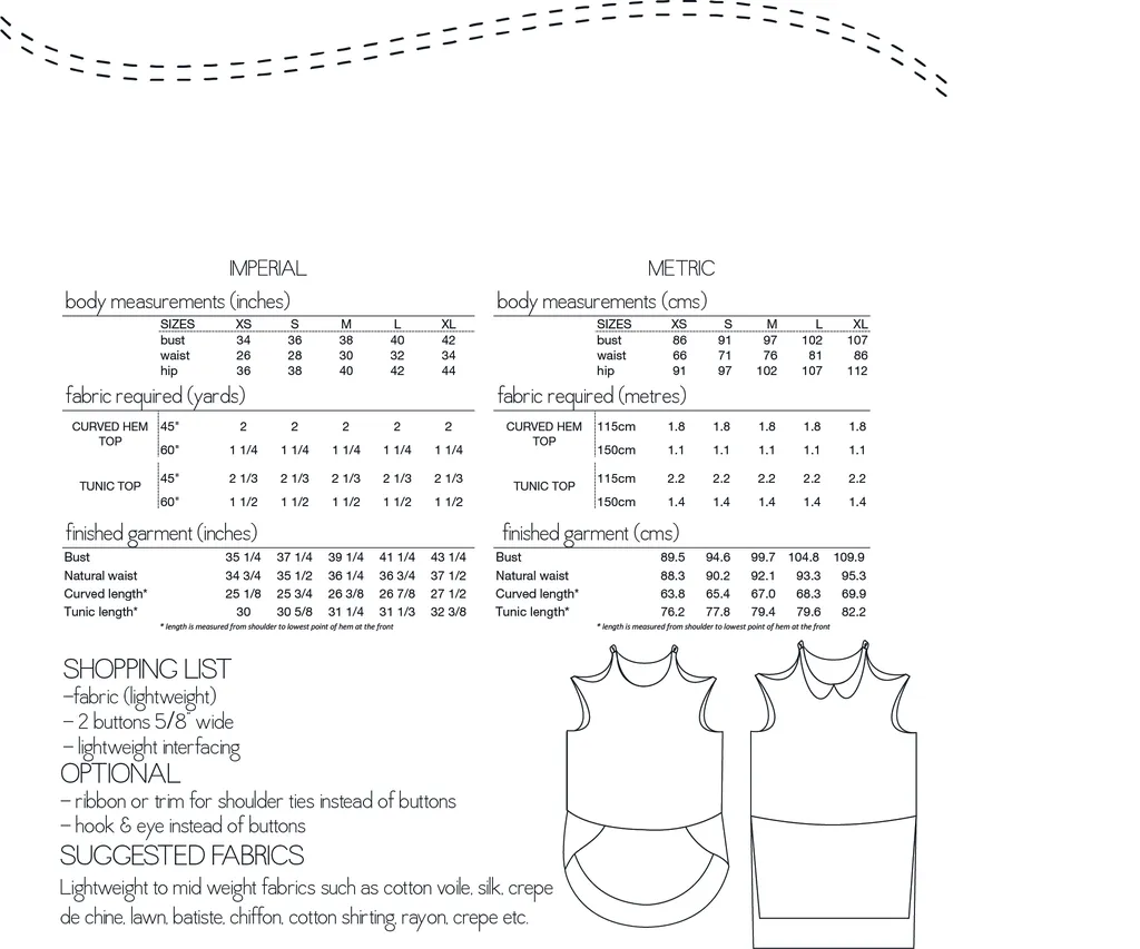 Crescent Blouse sewing pattern (XS to XL)