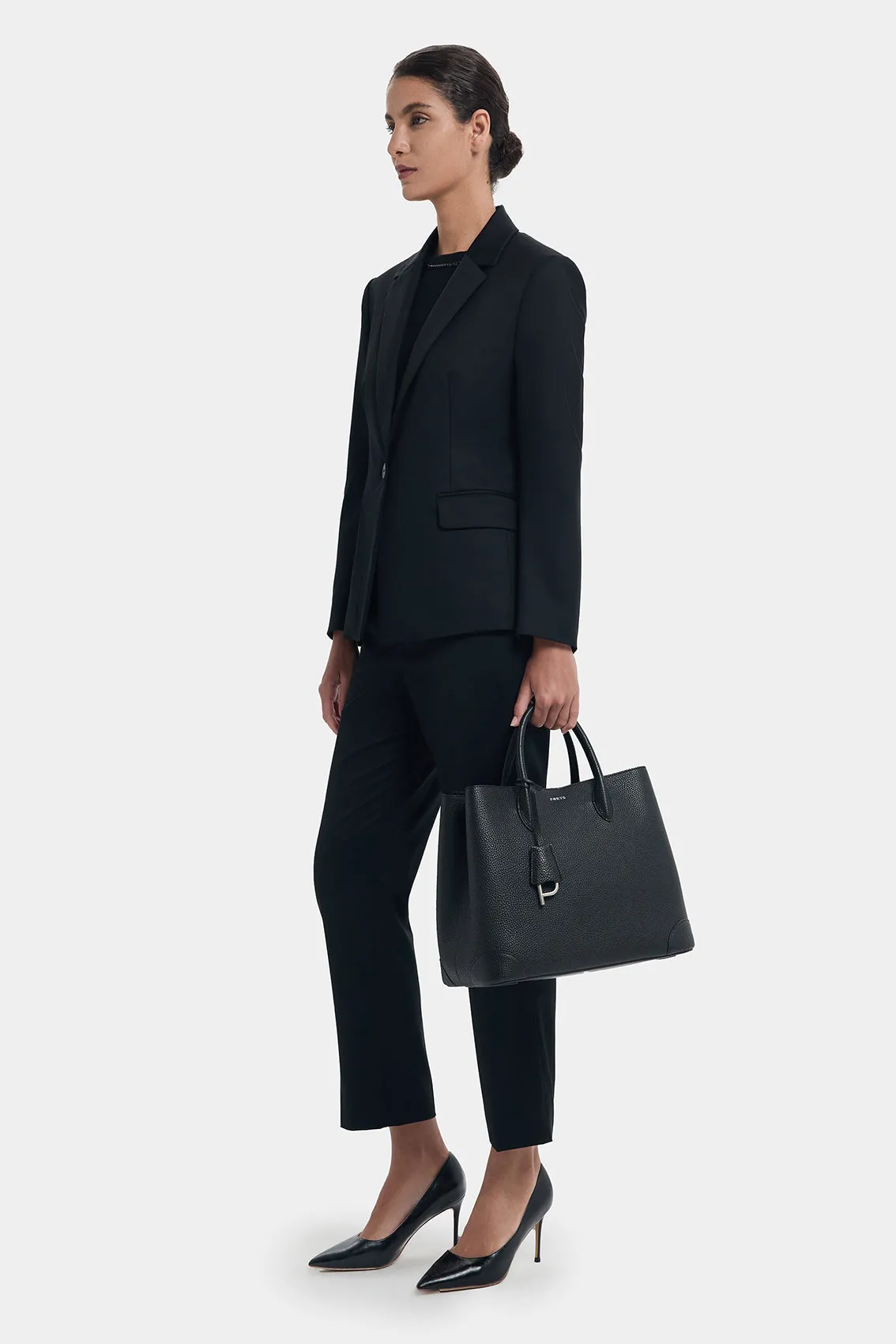 CROPPED BLACK CIGARETTE TROUSERS