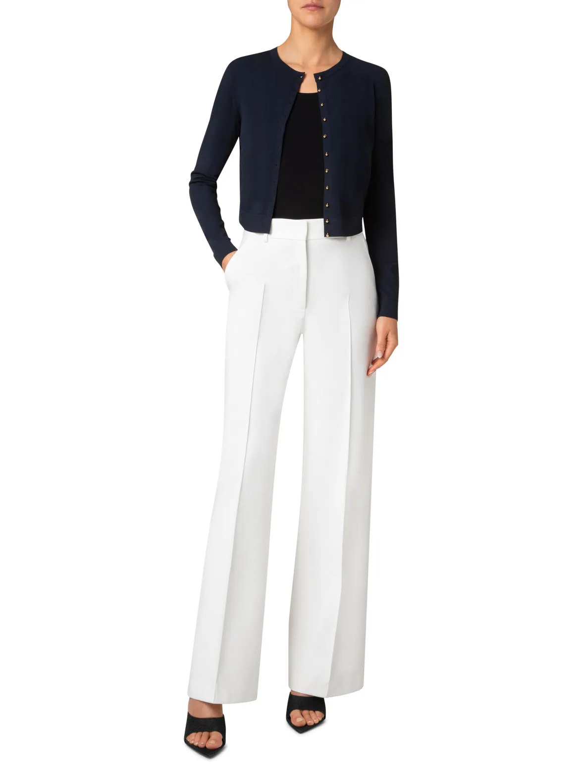 Cropped Cardigan with Gold Buttons