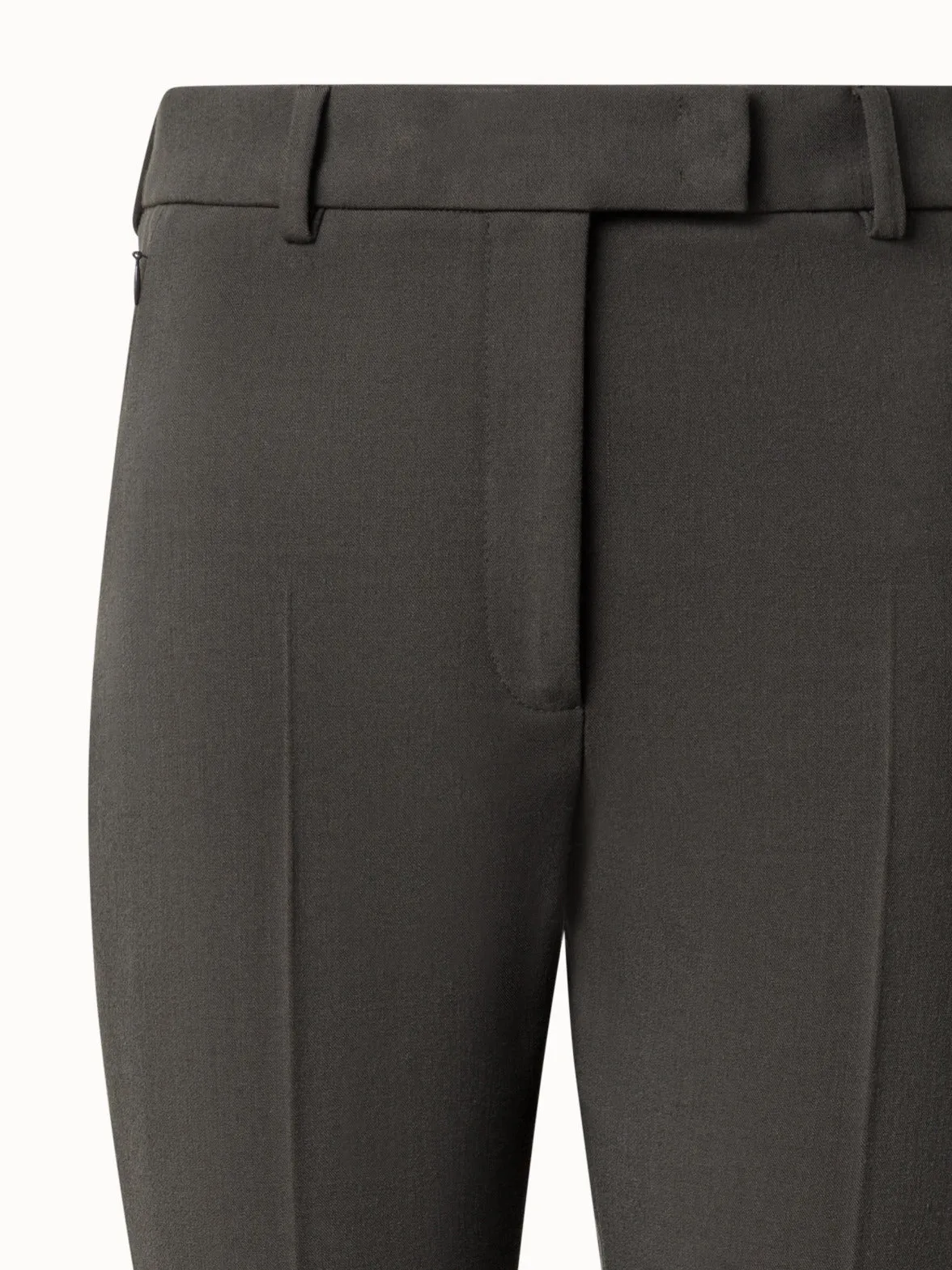 Cropped Tapered Lyocell Wool Stretch Pants