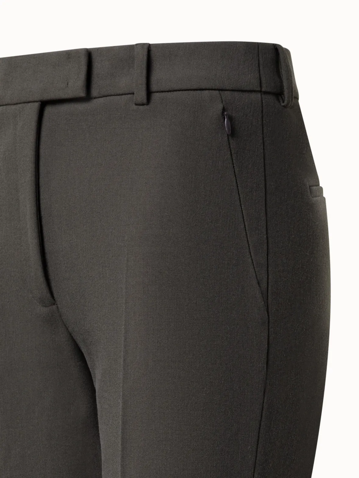 Cropped Tapered Lyocell Wool Stretch Pants