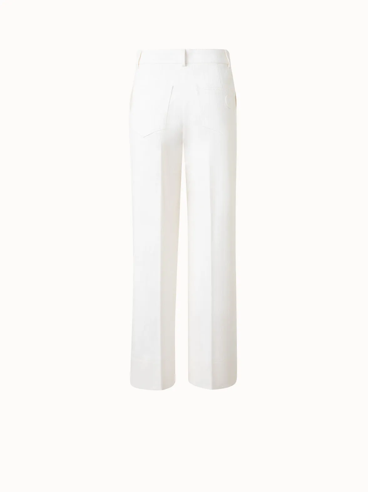 Cropped Wide Cotton Denim Stretch Pants