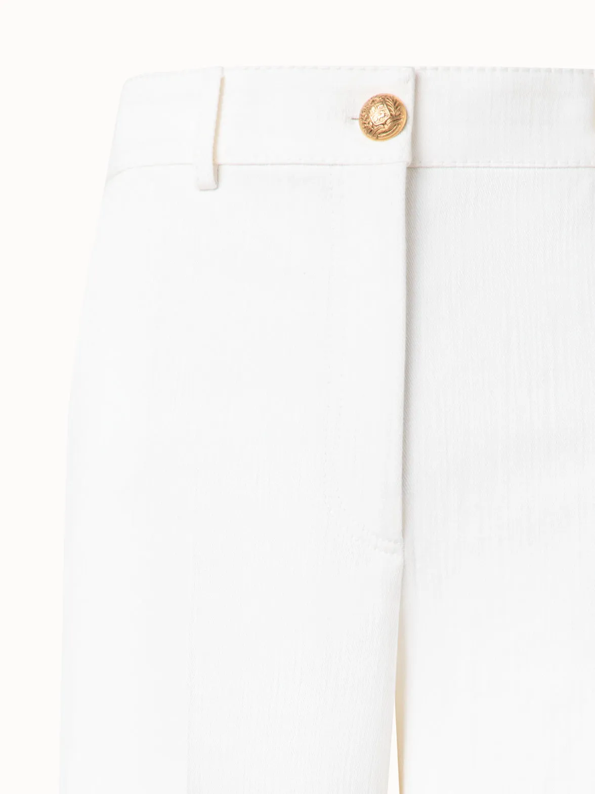 Cropped Wide Cotton Denim Stretch Pants