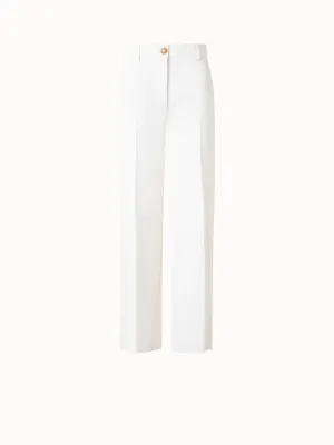 Cropped Wide Cotton Denim Stretch Pants