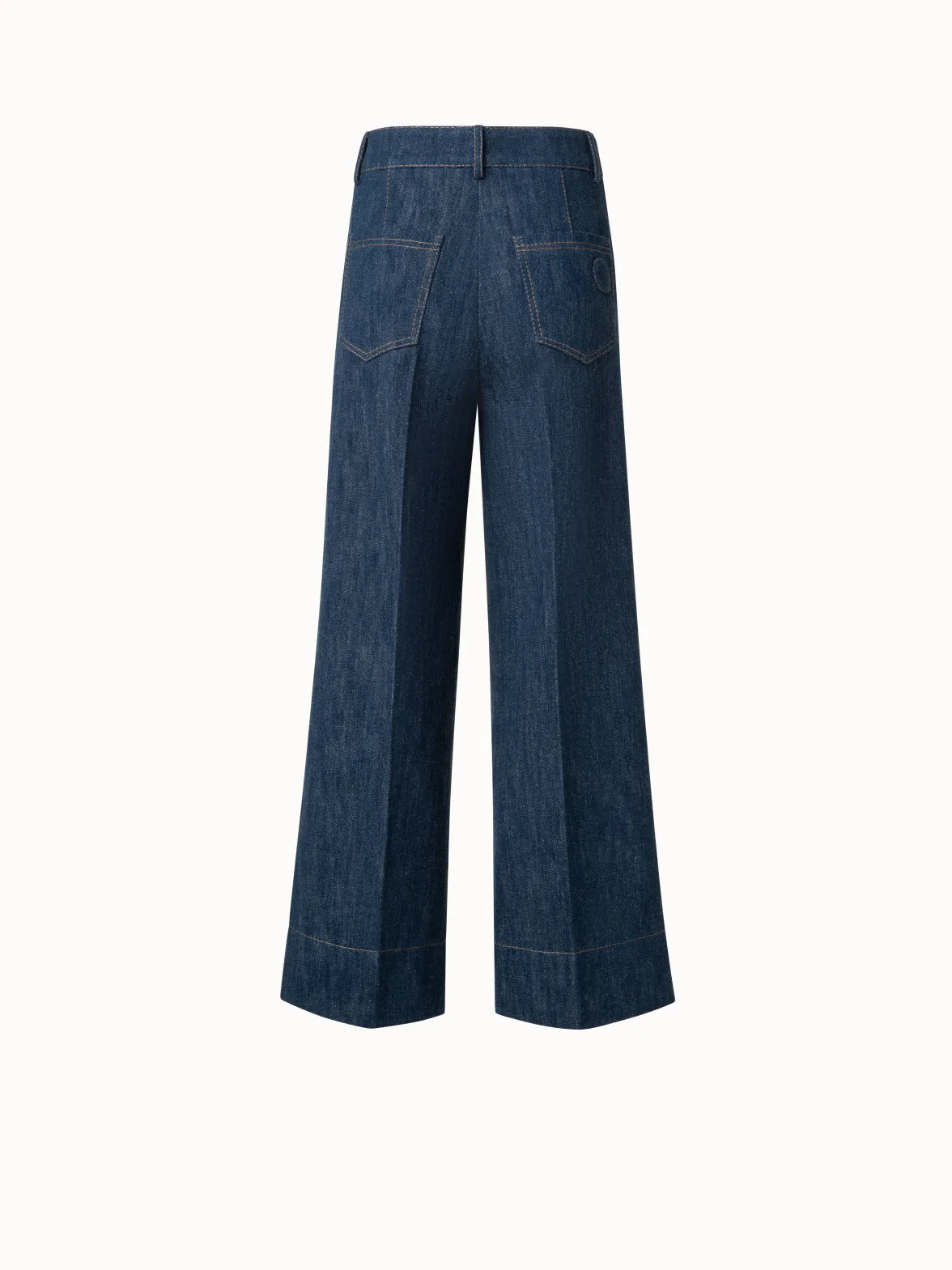 Cropped Wide Cotton Wool Denim Pants