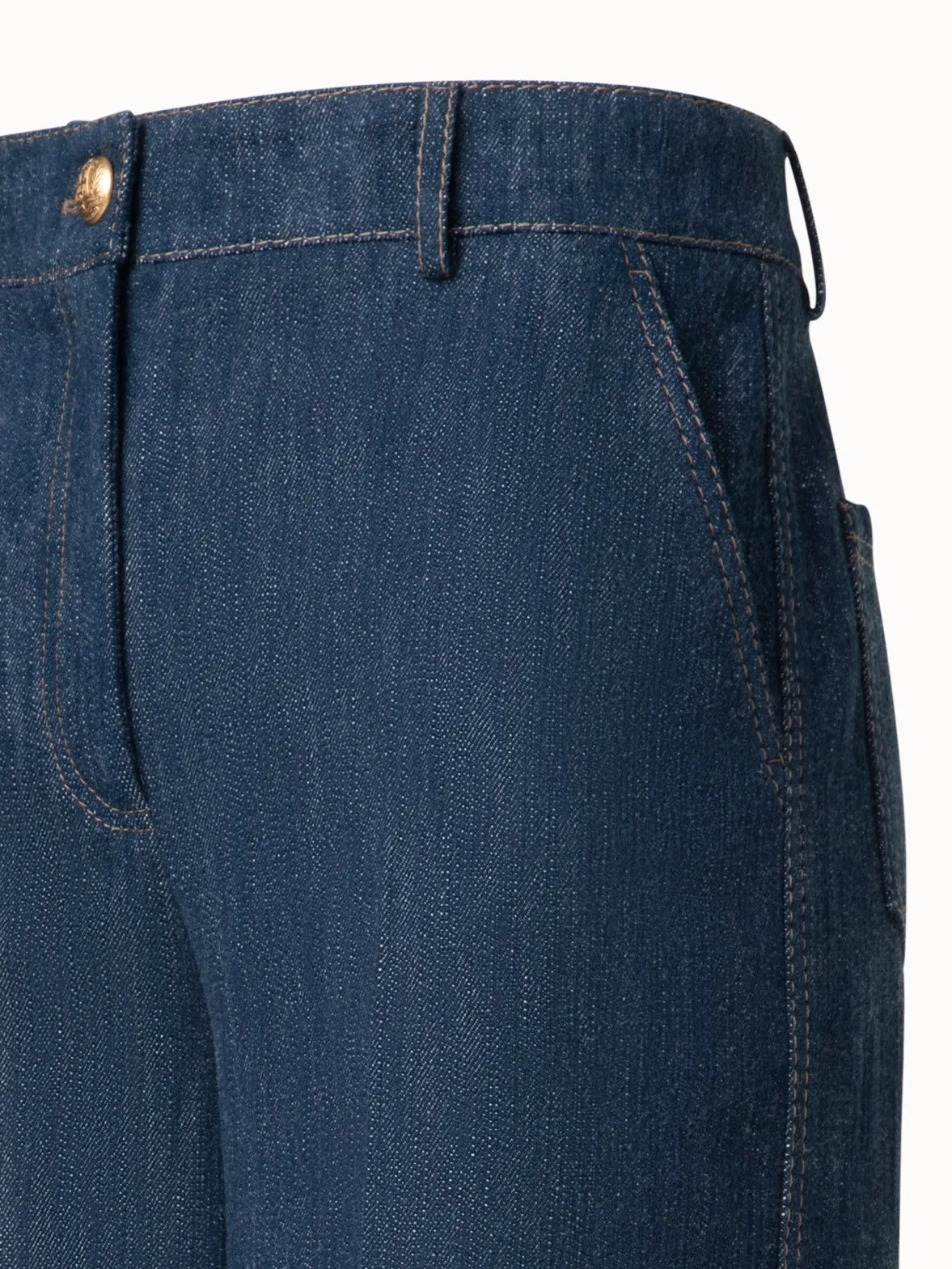 Cropped Wide Cotton Wool Denim Pants