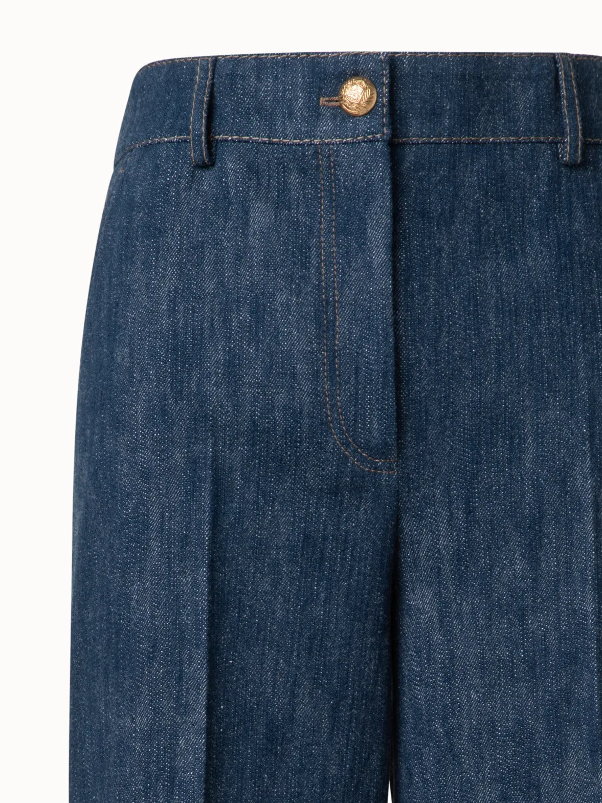 Cropped Wide Cotton Wool Denim Pants