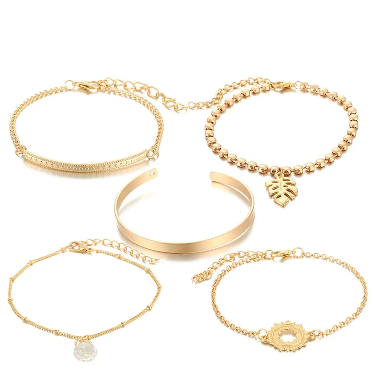 Crystal & 18K Gold-Plated Station Bracelet & Cuff Set