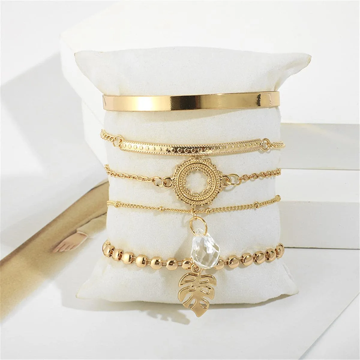 Crystal & 18K Gold-Plated Station Bracelet & Cuff Set
