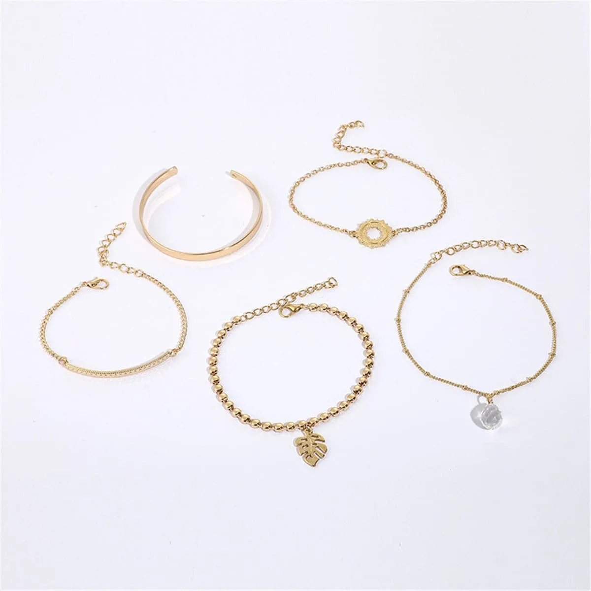 Crystal & 18K Gold-Plated Station Bracelet & Cuff Set