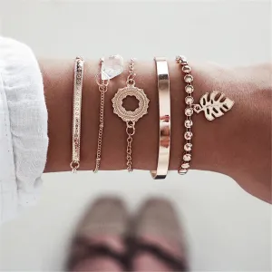 Crystal & 18K Gold-Plated Station Bracelet & Cuff Set