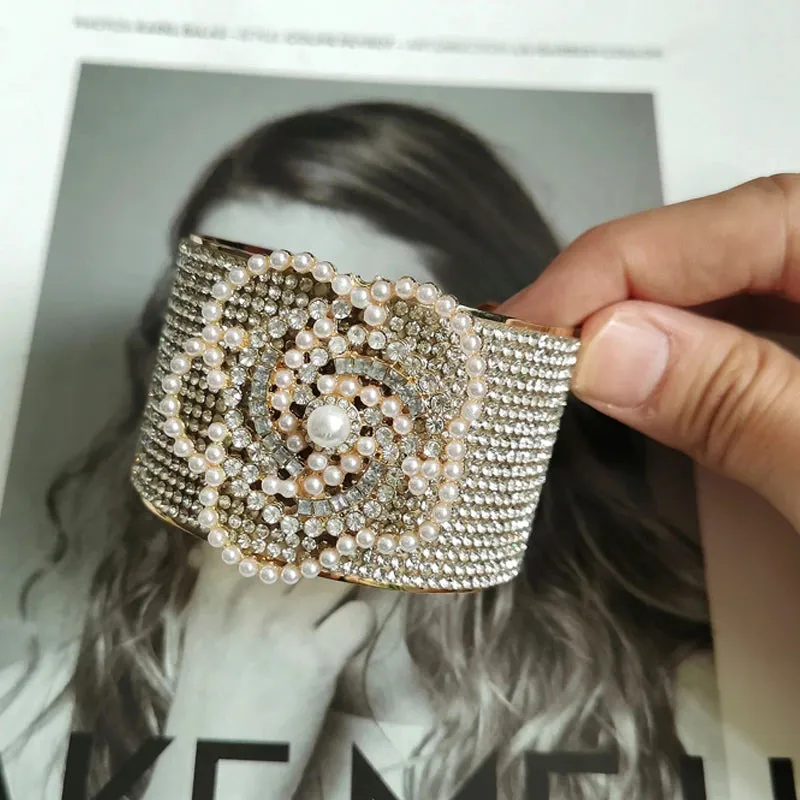 Crystal Camellia Arm Cuff Bracelets