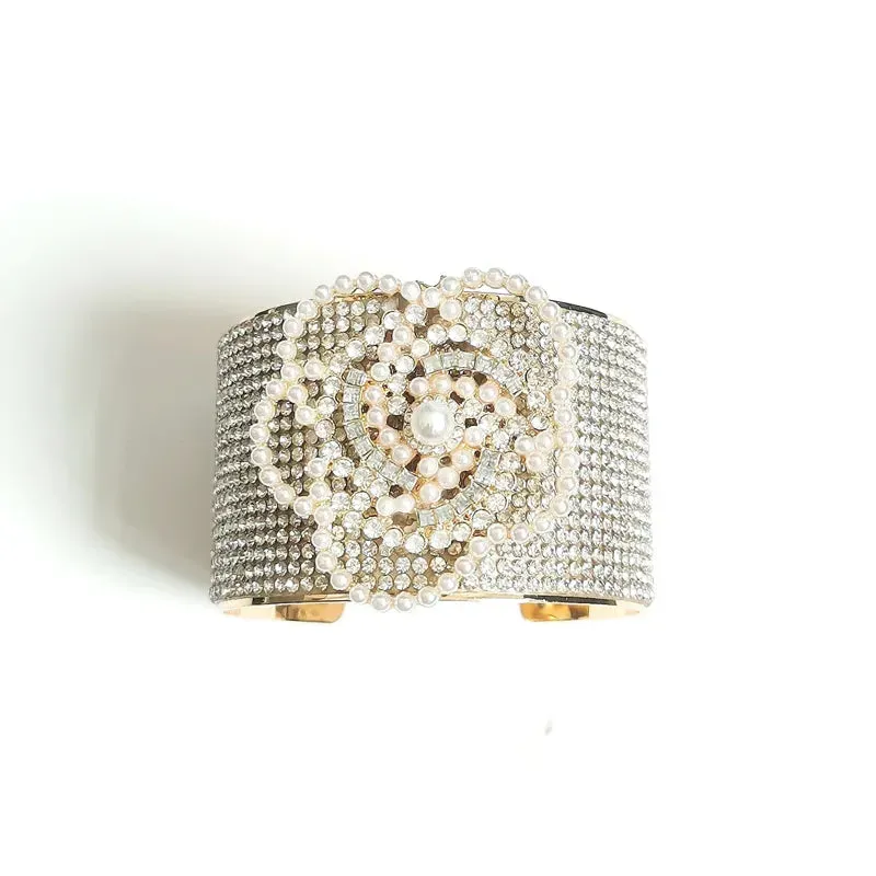 Crystal Camellia Arm Cuff Bracelets