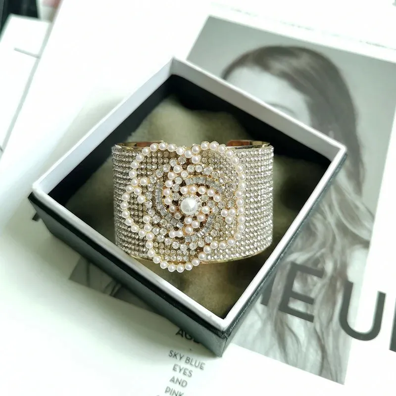 Crystal Camellia Arm Cuff Bracelets