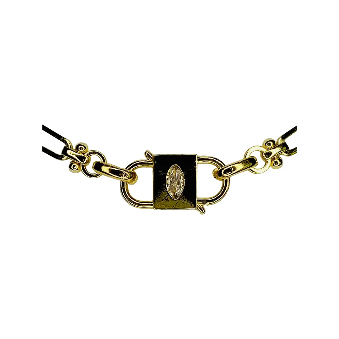 Crystal Eye Double Padlock Choker Necklace
