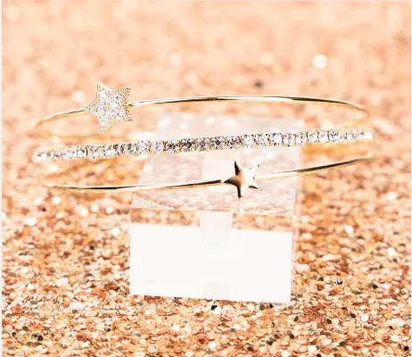 Crystal Gold Star Cuff