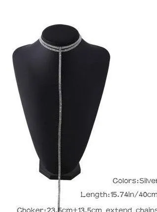 Crystal rhinestone choker necklace