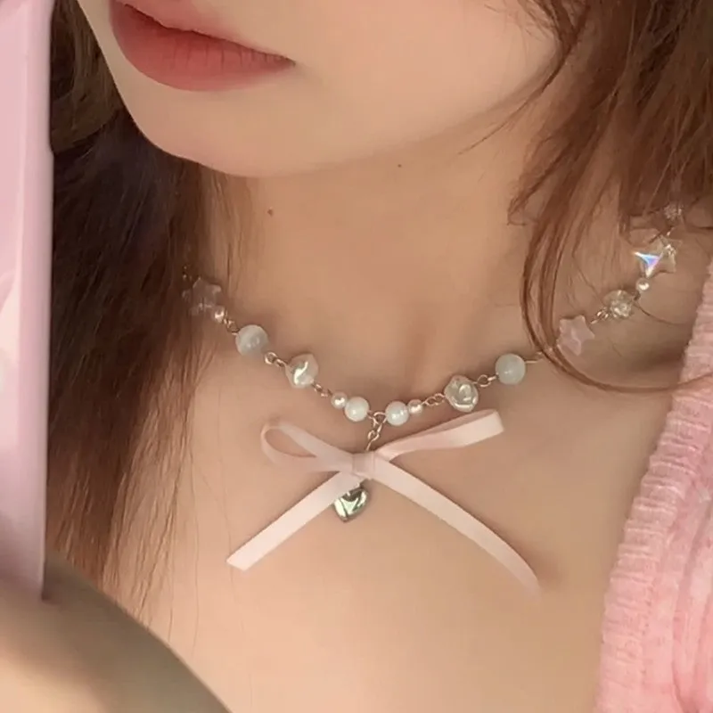 Crystal Star Pearl Necklace HA1821