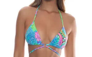 Crystallized Looped Triangle-Crystallized Seamless Ruched Tie Side Bikini