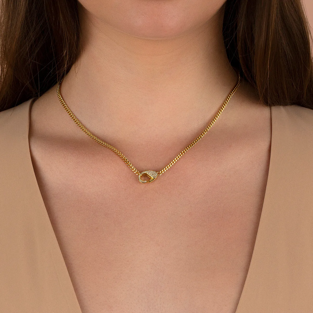 Cuban Chain CZ Clasp Necklace