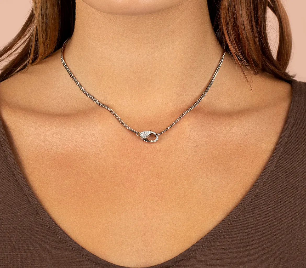 Cuban Chain CZ Clasp Necklace