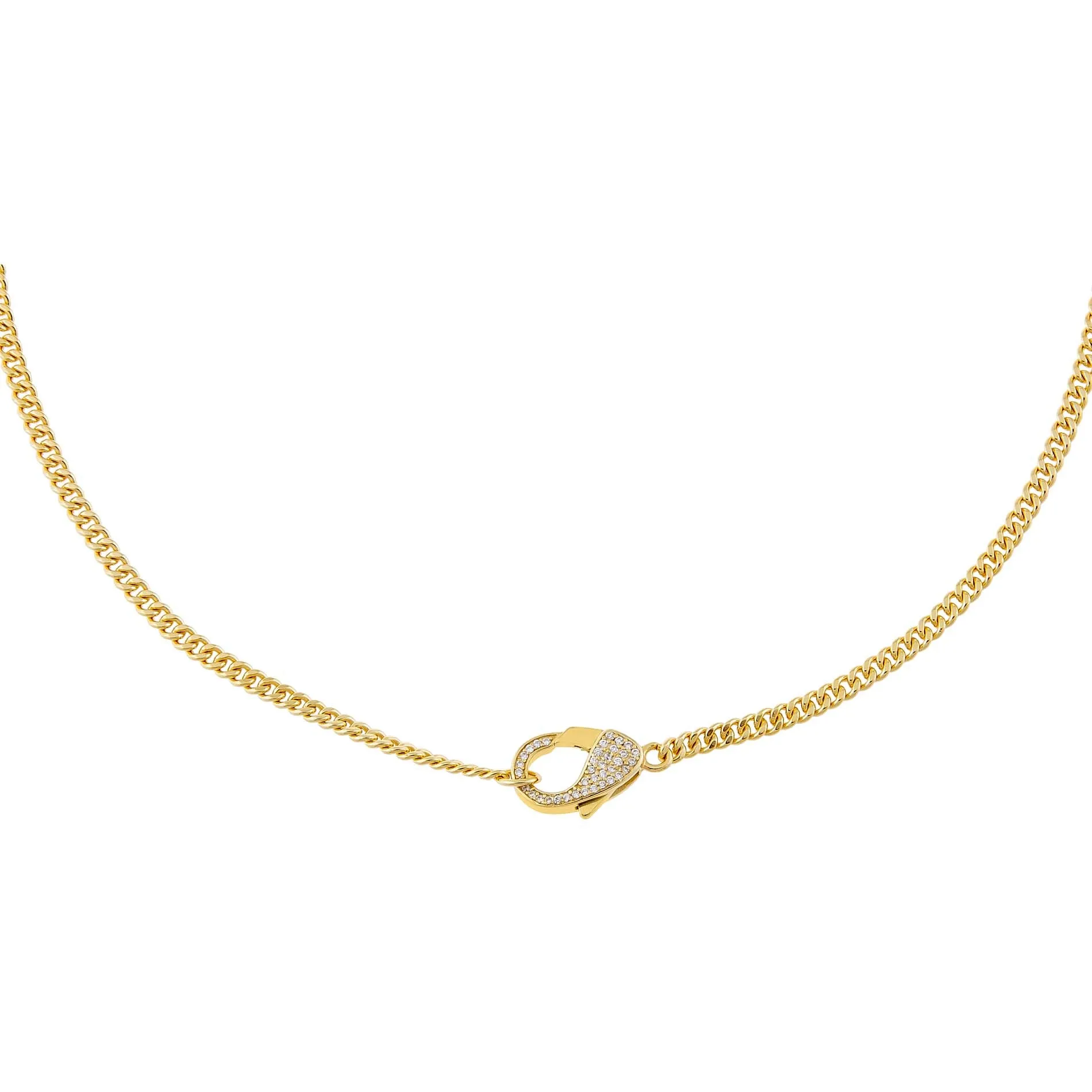 Cuban Chain CZ Clasp Necklace