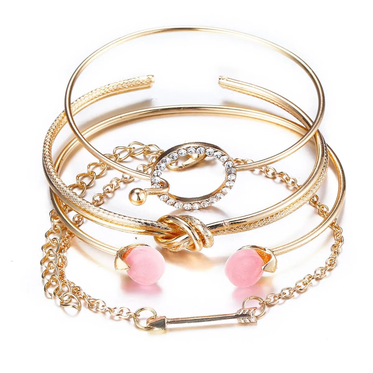 Cubic Zirconia & 18K Gold-Plated Arrow Bracelet Set