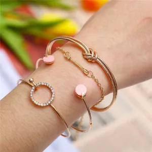 Cubic Zirconia & 18K Gold-Plated Arrow Bracelet Set