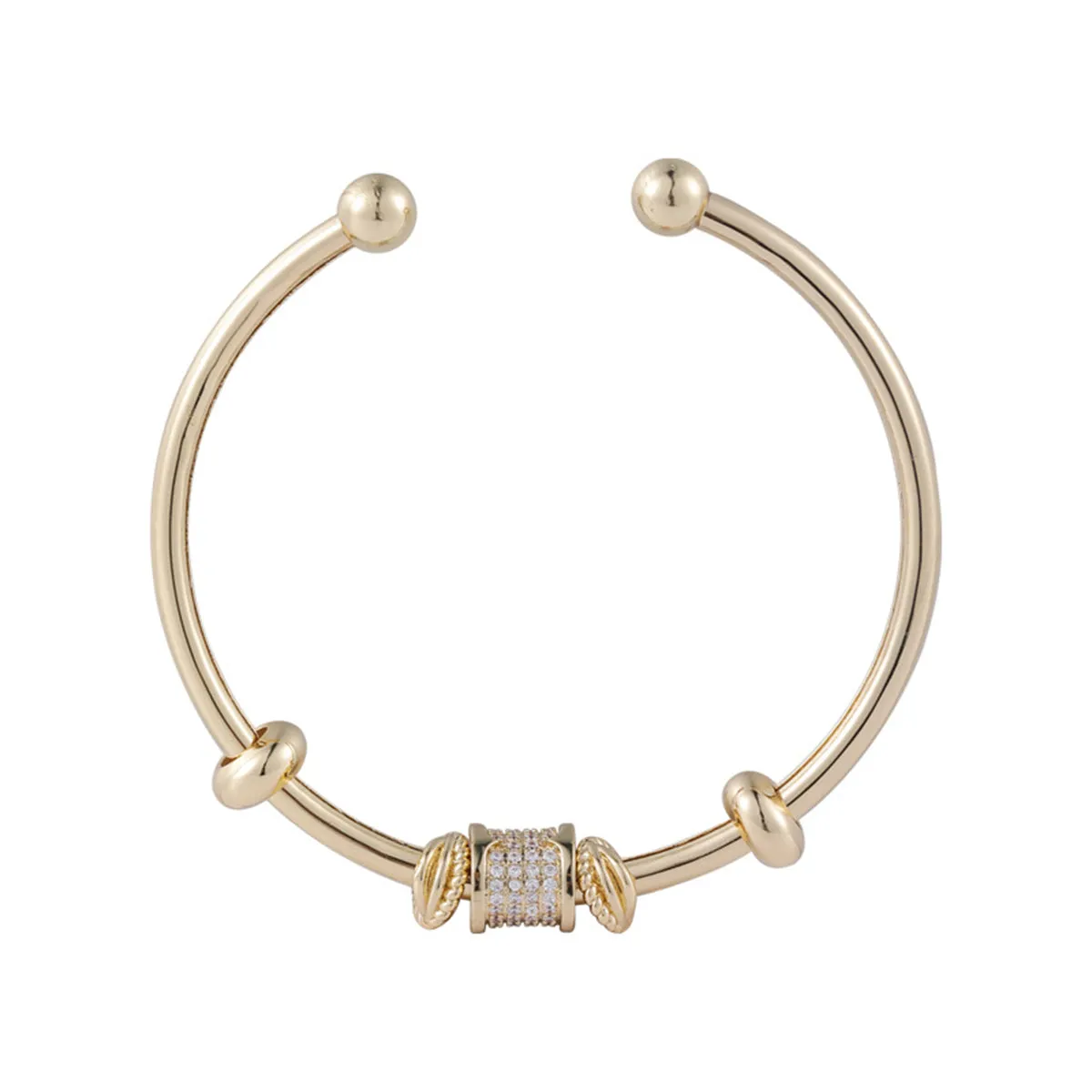 Cubic Zirconia & 18K Gold-Plated Coin Geometric-Charm Cuff