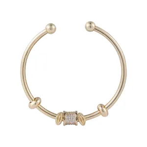 Cubic Zirconia & 18K Gold-Plated Coin Geometric-Charm Cuff