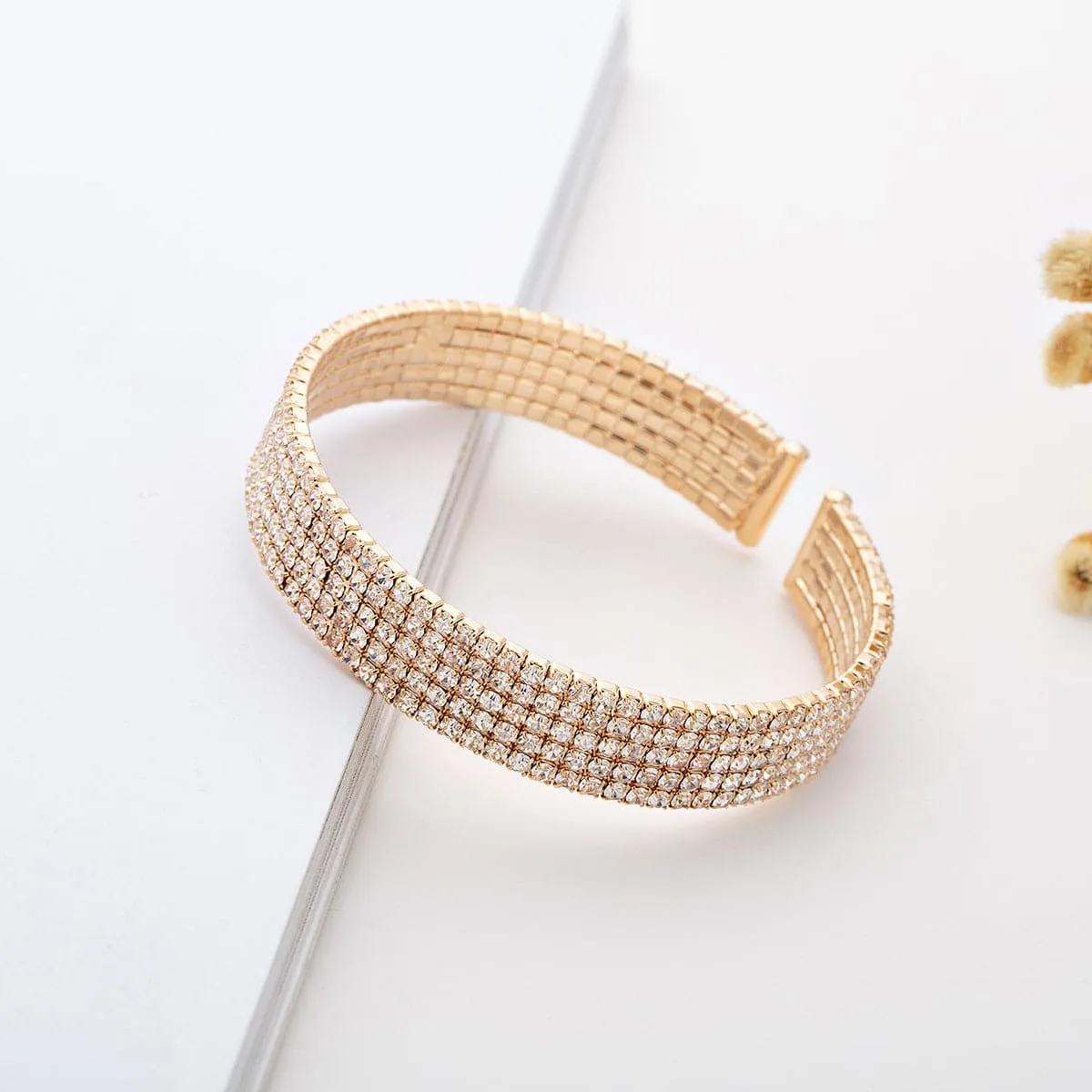Cubic Zirconia & 18K Gold-Plated Pavé Cuff