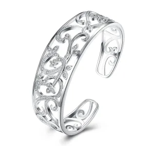 Cubic Zirconia & Silver-Plated Filigree Cuff