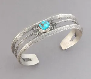 Cuff Bracelet by Sheila Becenti with Kingman Spiderweb Turquoise