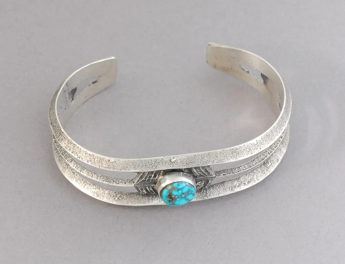 Cuff Bracelet by Sheila Becenti with Kingman Spiderweb Turquoise