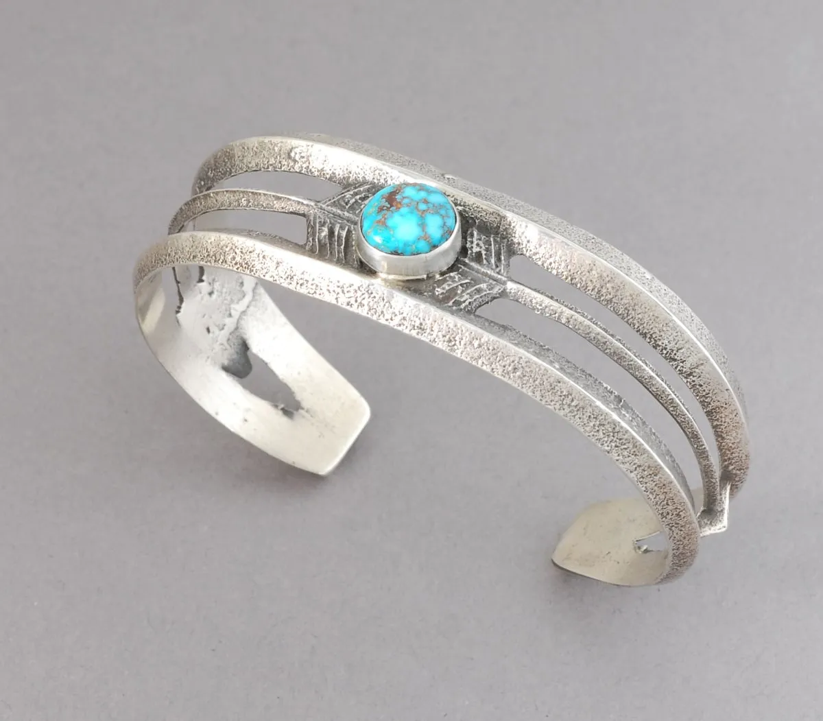 Cuff Bracelet by Sheila Becenti with Kingman Spiderweb Turquoise
