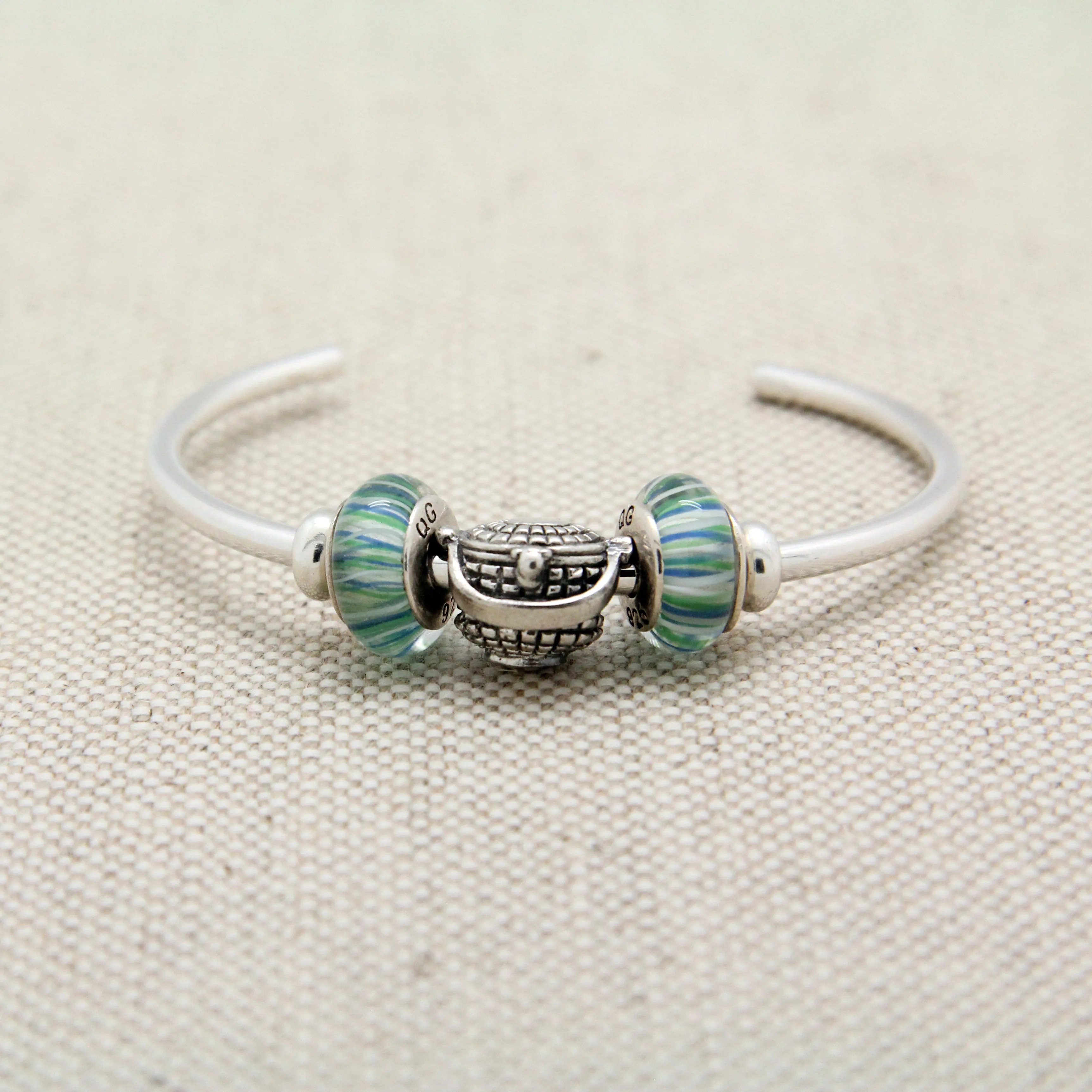 Cuff Bracelet with Nantucket Basket Charm Bead