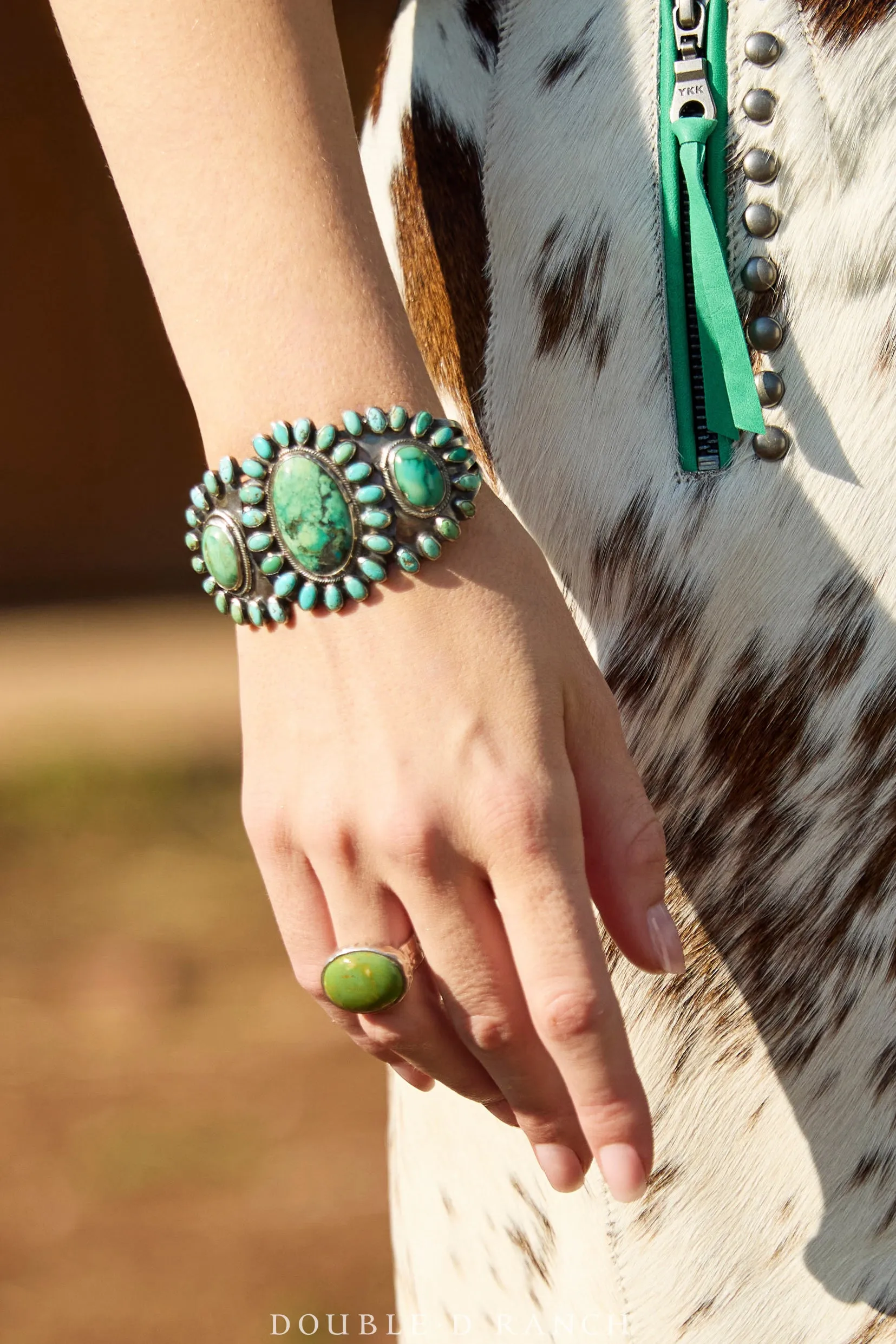 Cuff, Cluster, Turquoise, Fox Mine, Vintage ‘30s, 3594