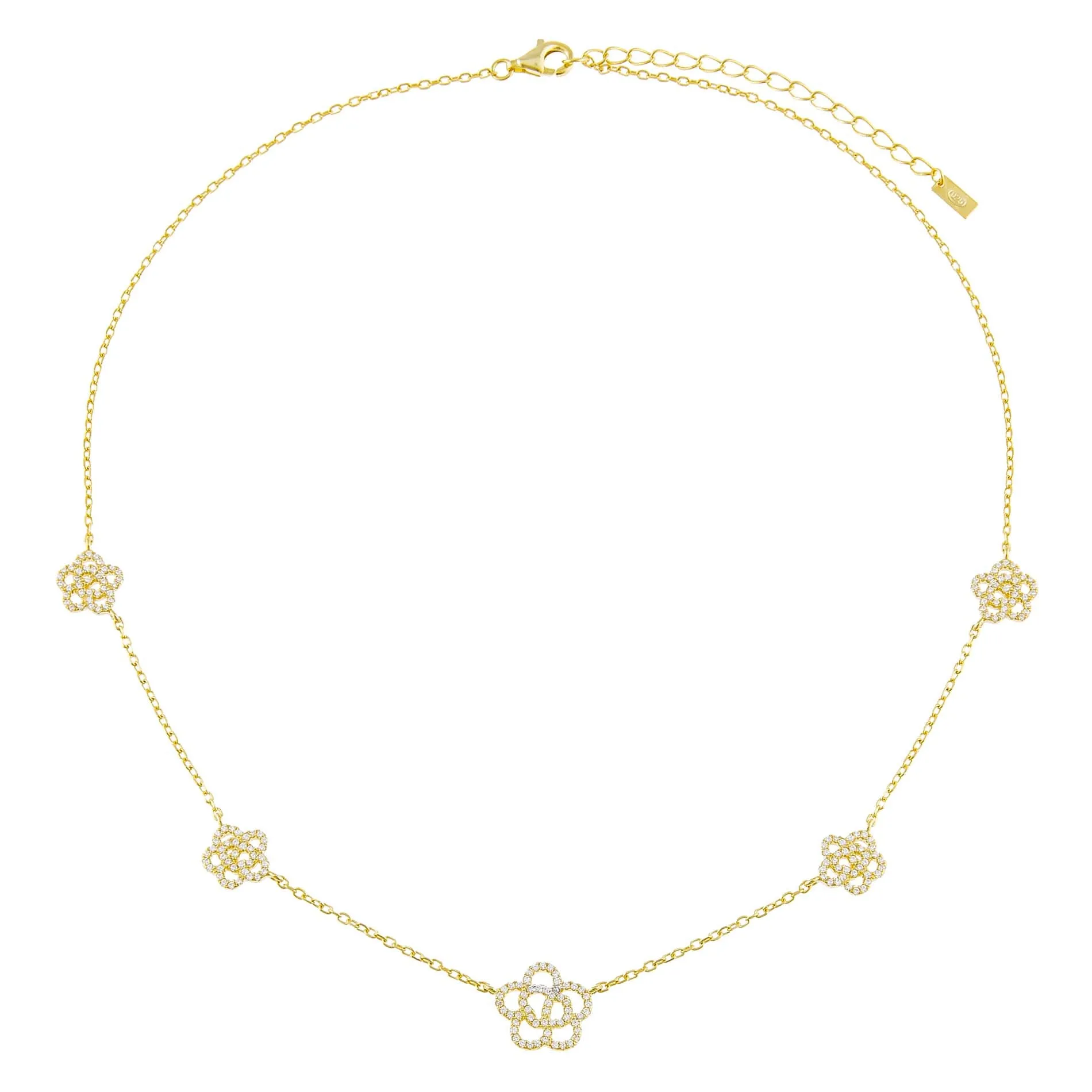 CZ 5 Rose Flower Necklace